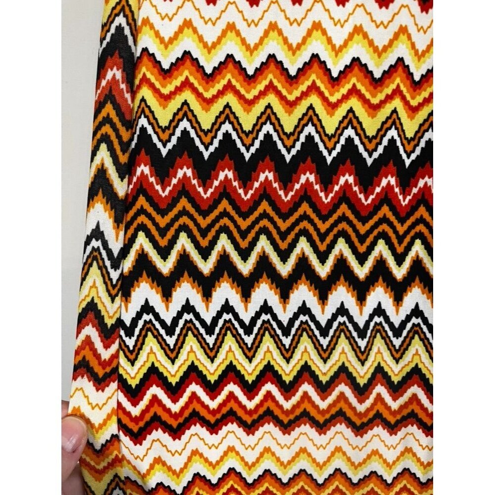 Retro Chevron Halter Maxi Dress S Brown Aztec Boho Indie Folk Funky Western Chic - Picture 3 of 9